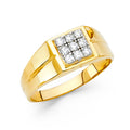 14K Two Tone Gold CZ Mens Ring