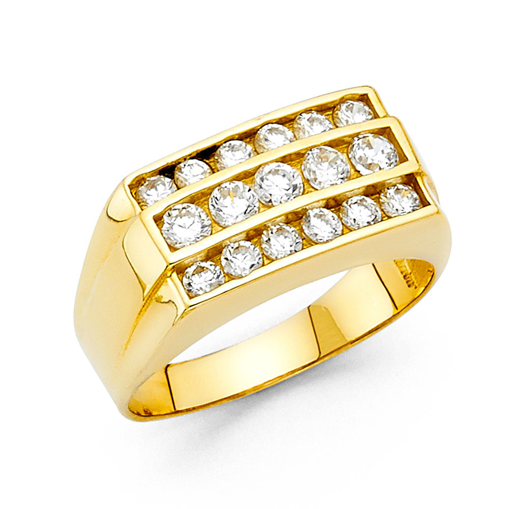 14K Yellow Gold CZ Mens Ring