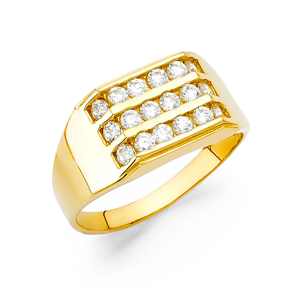 14K Yellow Gold CZ Mens Ring