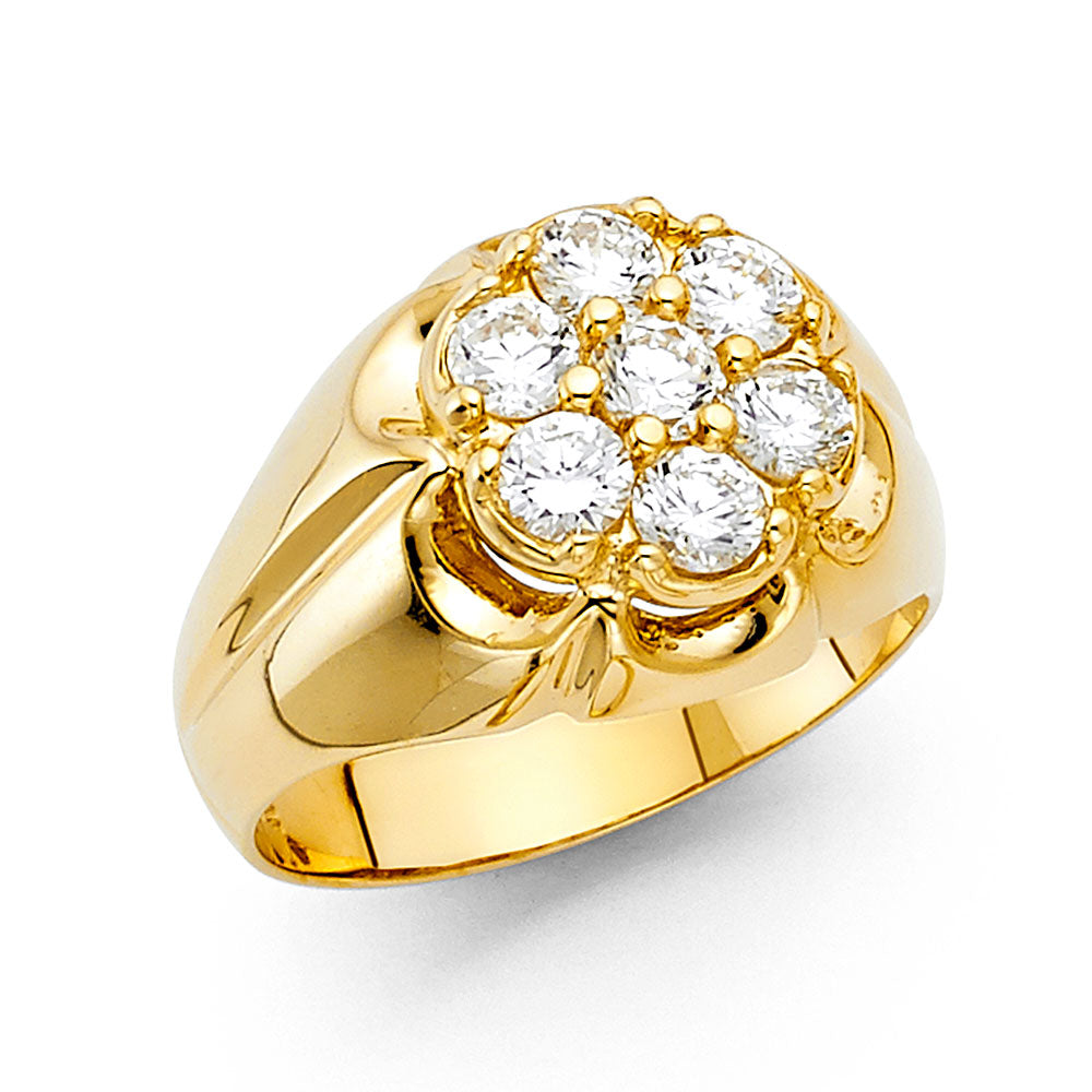 14K Yellow Gold CZ Mens Ring