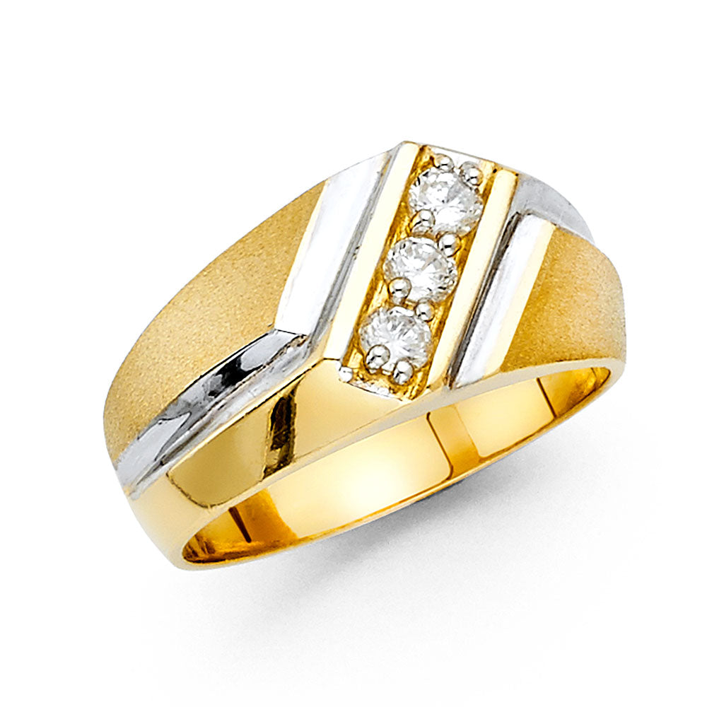 14K Yellow Gold CZ Mens Ring