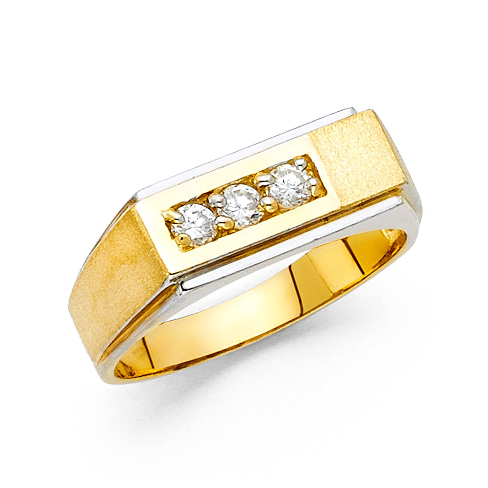 14K Yellow Gold CZ Mens Ring
