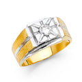 14K Two Tone Gold CZ Men Ring