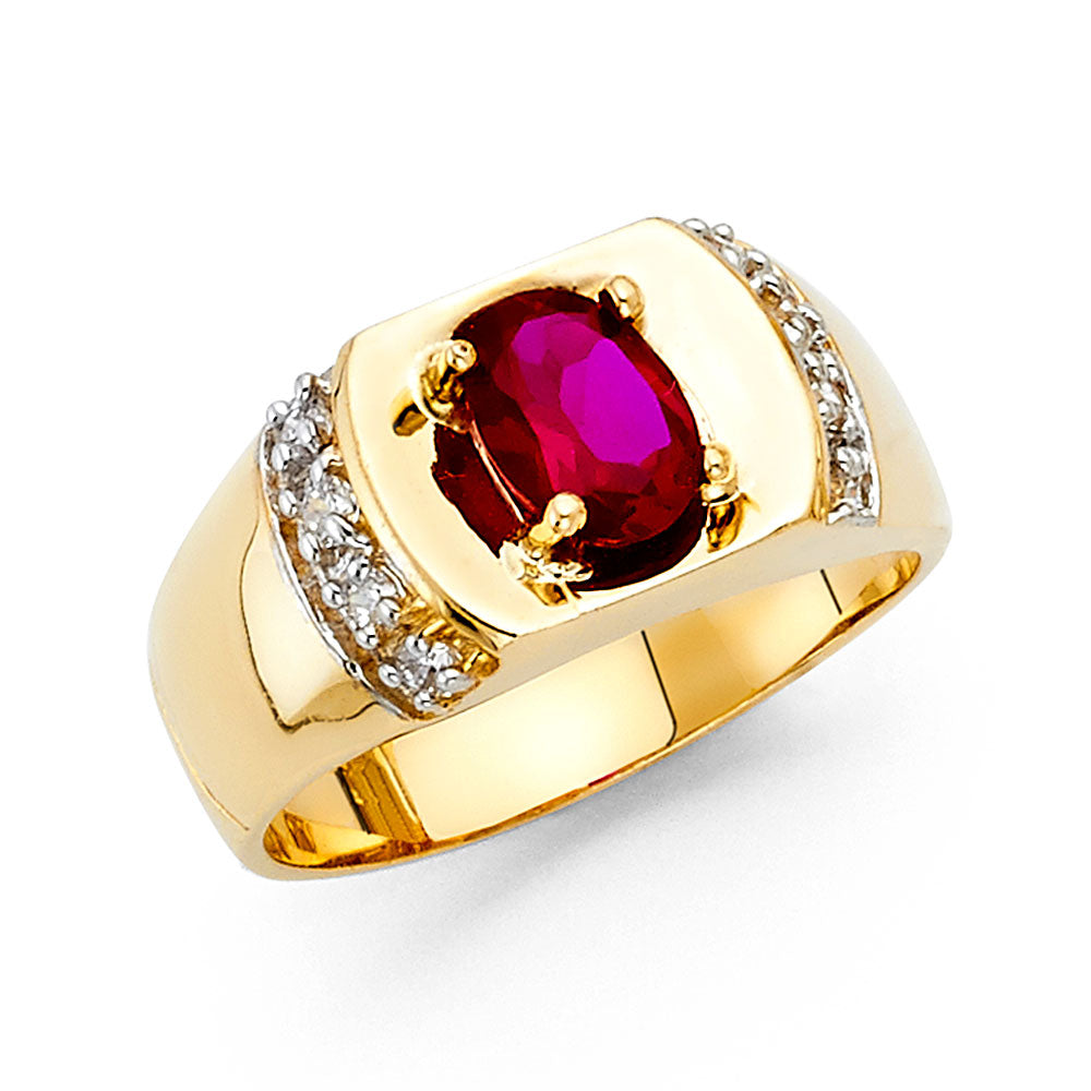 14K Yellow Gold CZ Mens Ring