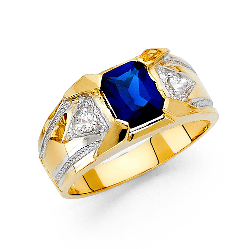 14K Two Tone Gold CZ Mens Ring