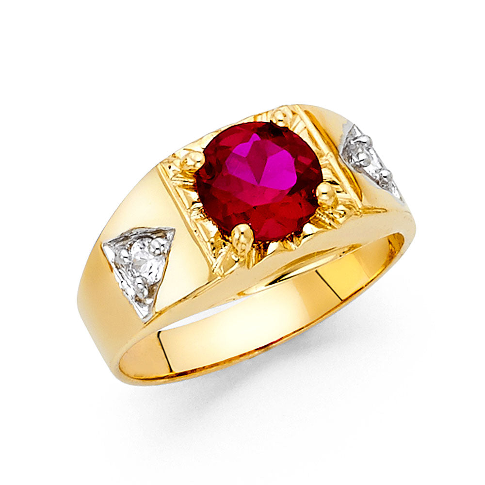 14K Yellow Gold CZ Mens Ring