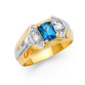 14K Two Tone Gold CZ Mens Ring