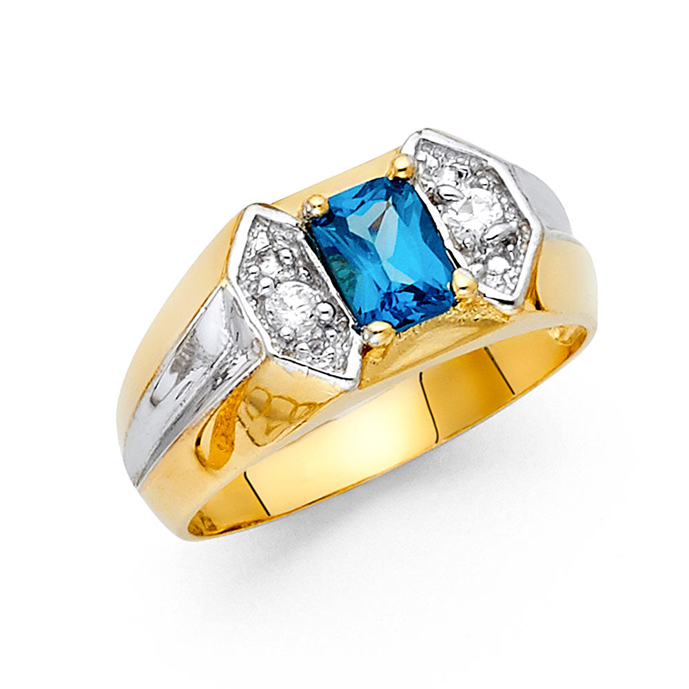 14K Two Tone Gold CZ Mens Ring