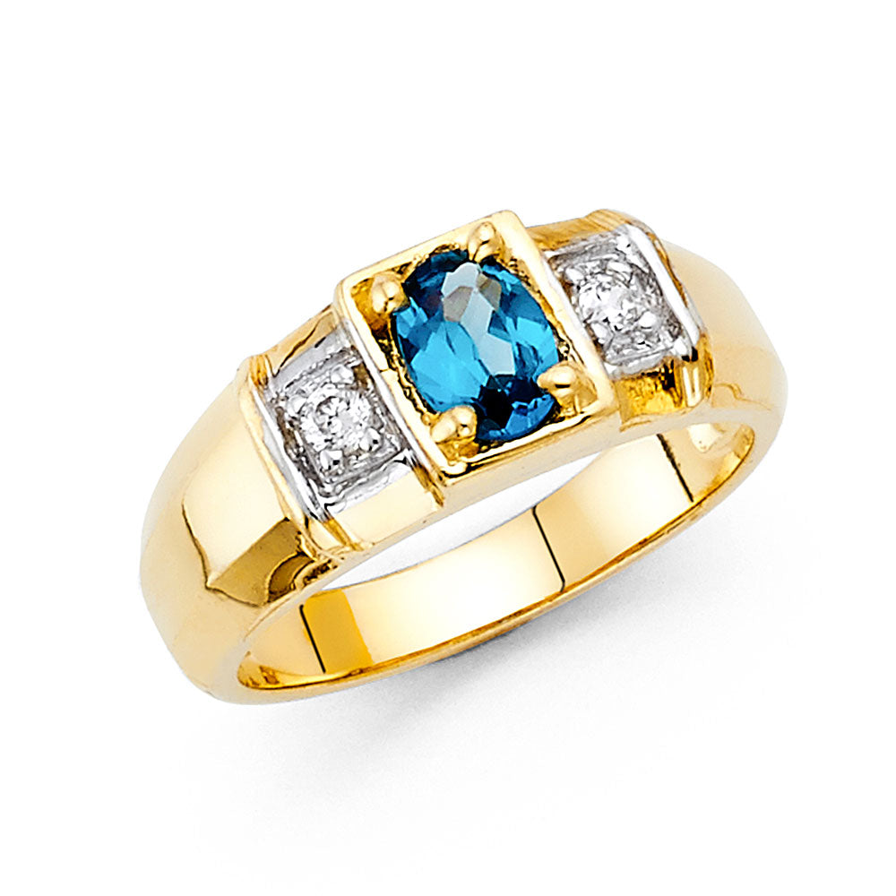 14K Yellow Gold CZ Mens Ring