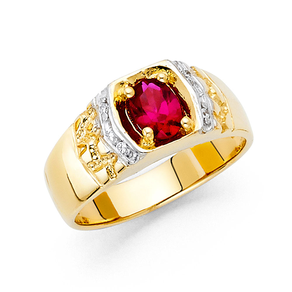 14K Yellow Gold CZ Mens Ring