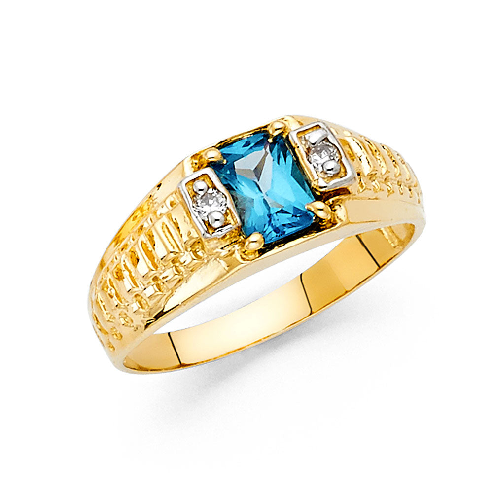 14K Yellow Gold CZ Mens Ring