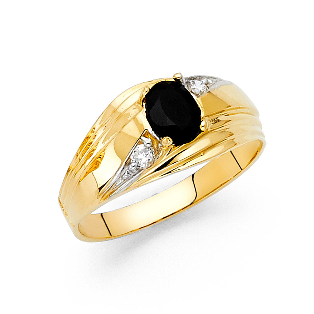 14K Yellow Gold CZ Mens Ring