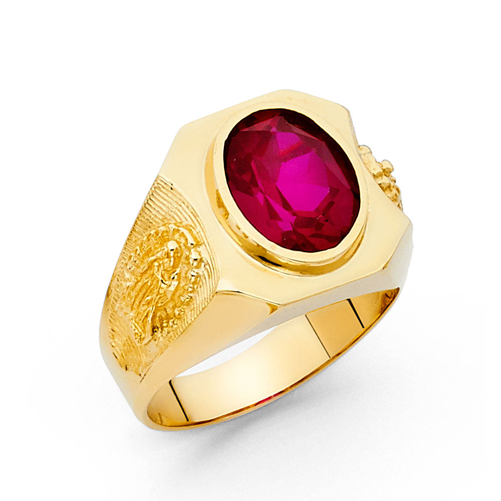 14K Yellow Gold CZ Mens Ring