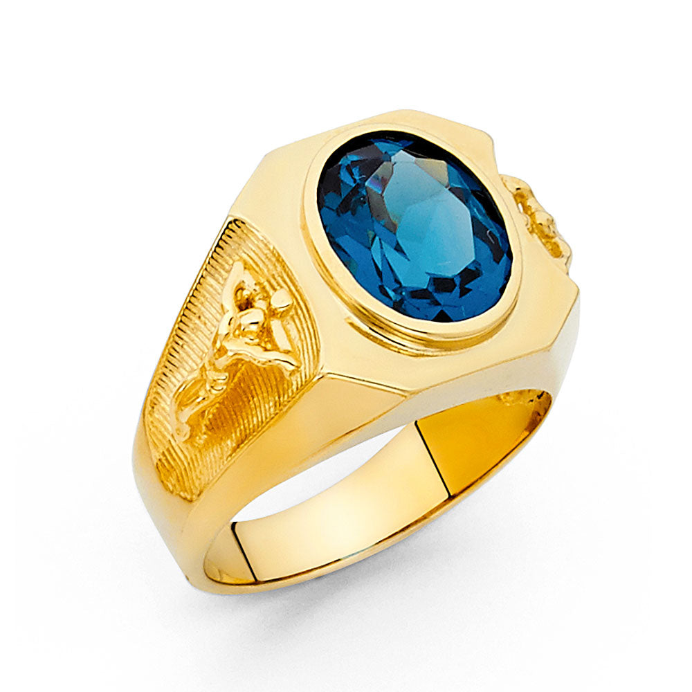 14K Yellow Gold CZ Mens Ring