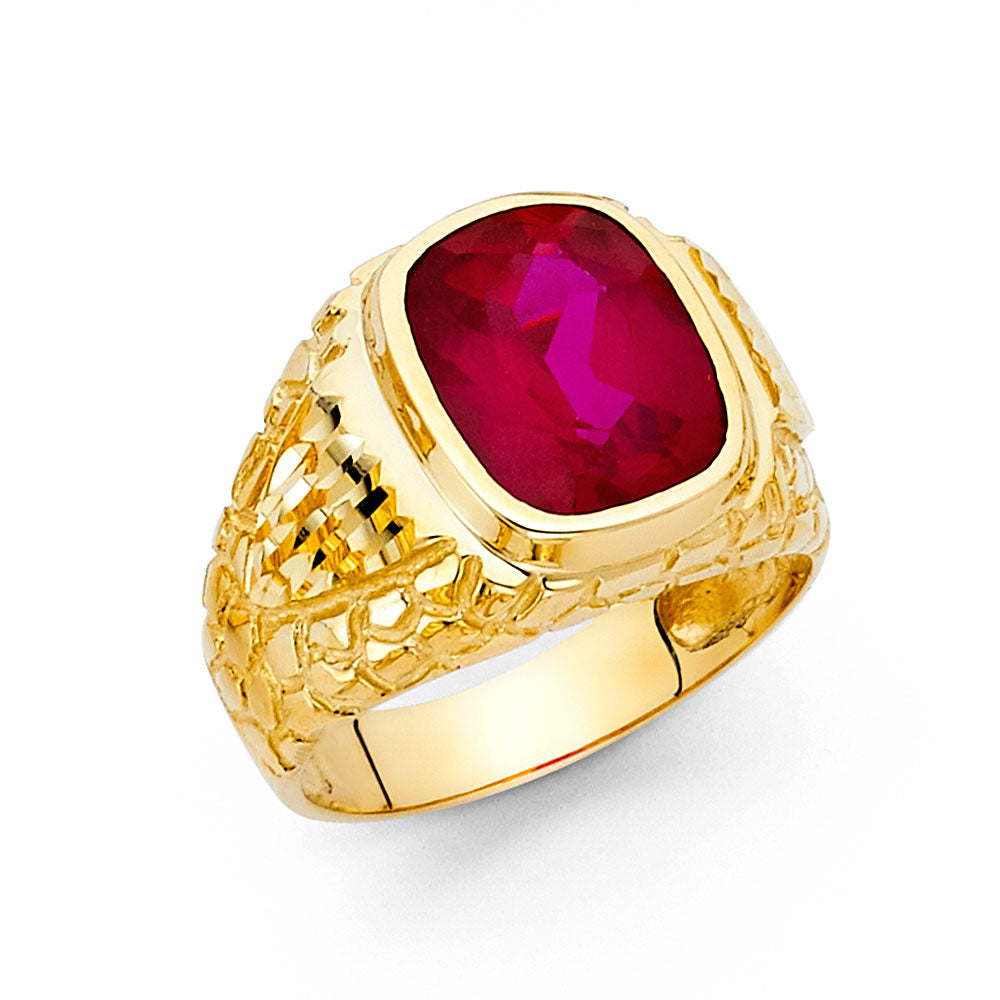 14K Yellow Gold CZ Mens Ring