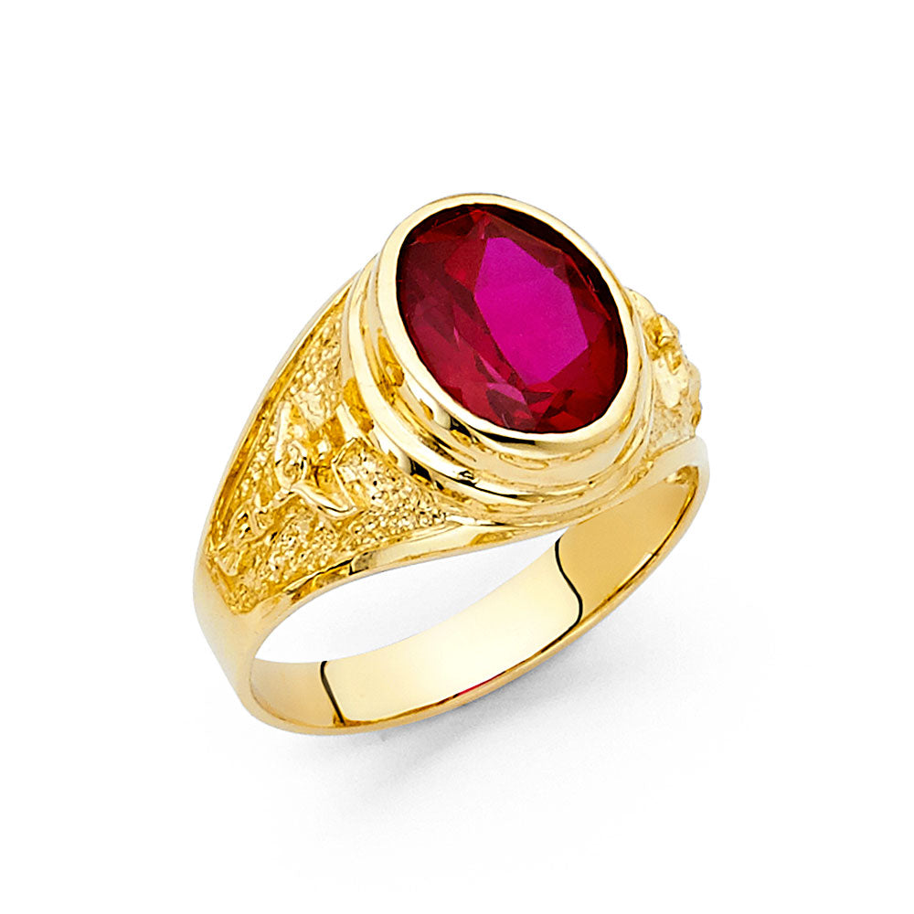 14K Yellow Gold CZ Mens Ring