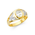 14K Two Tone Gold CZ Mens Ring