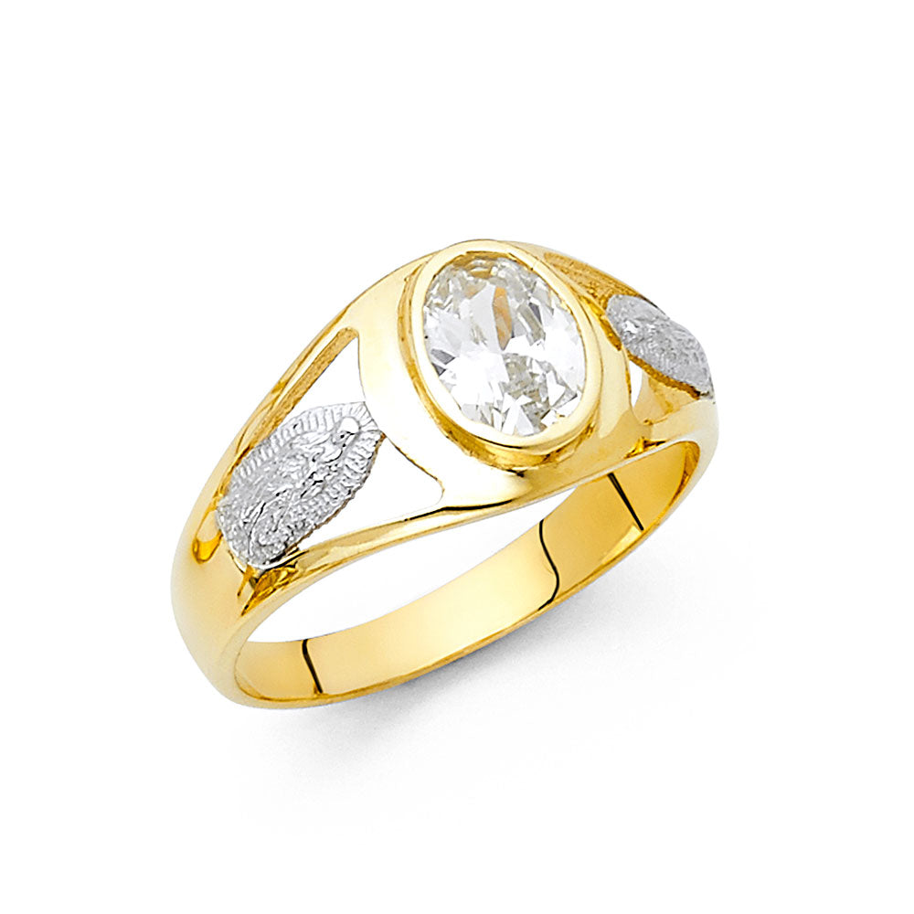 14K Two Tone Gold CZ Mens Ring