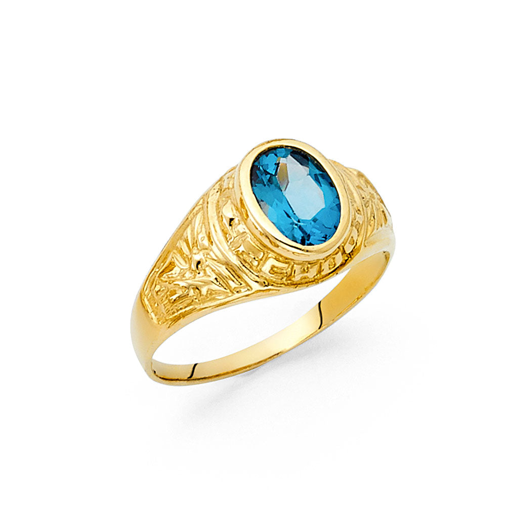 14K Yellow Gold CZ Mens Ring