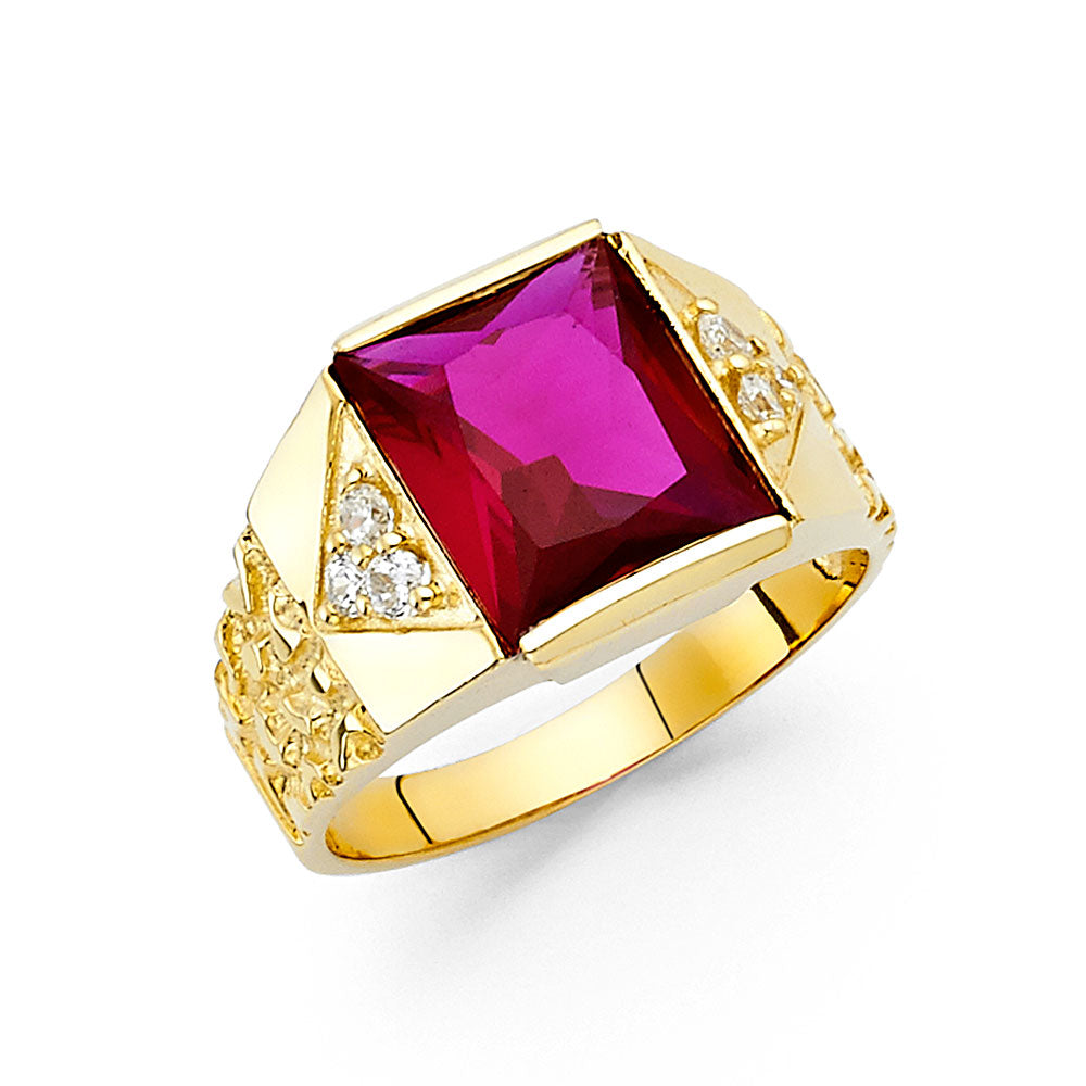 14K Yellow Gold CZ Mens Ring