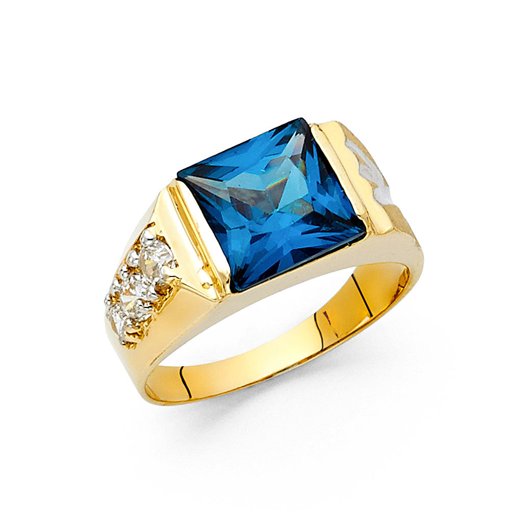 14K Yellow Gold CZ Mens Ring