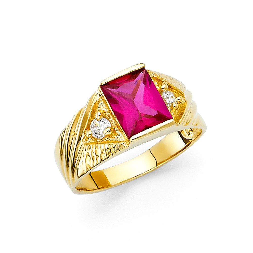14K Yellow Gold CZ Mens Ring