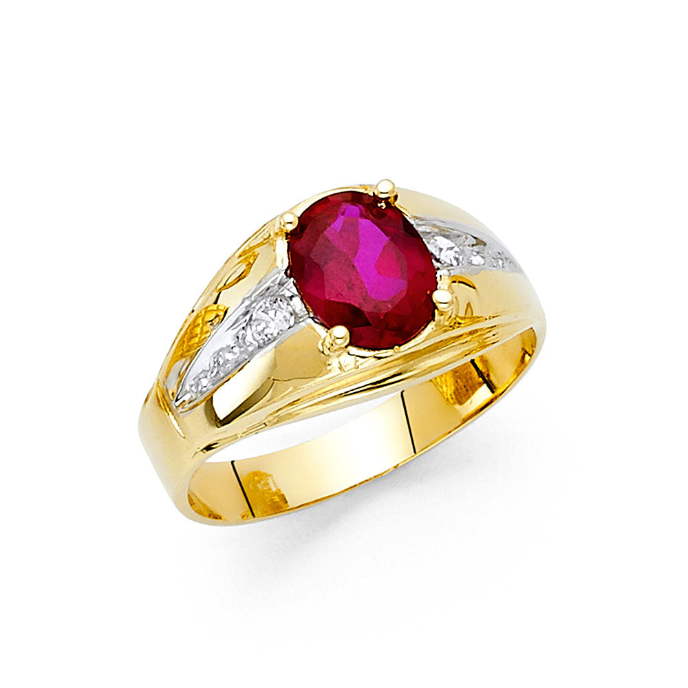 14K Yellow Gold CZ Mens Ring