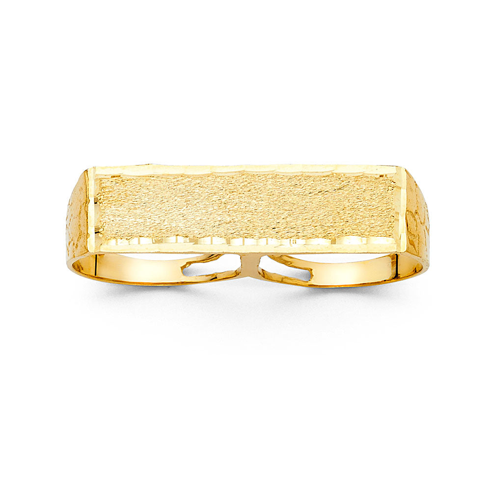 14K Yellow Gold 2 Finger Mens Ring