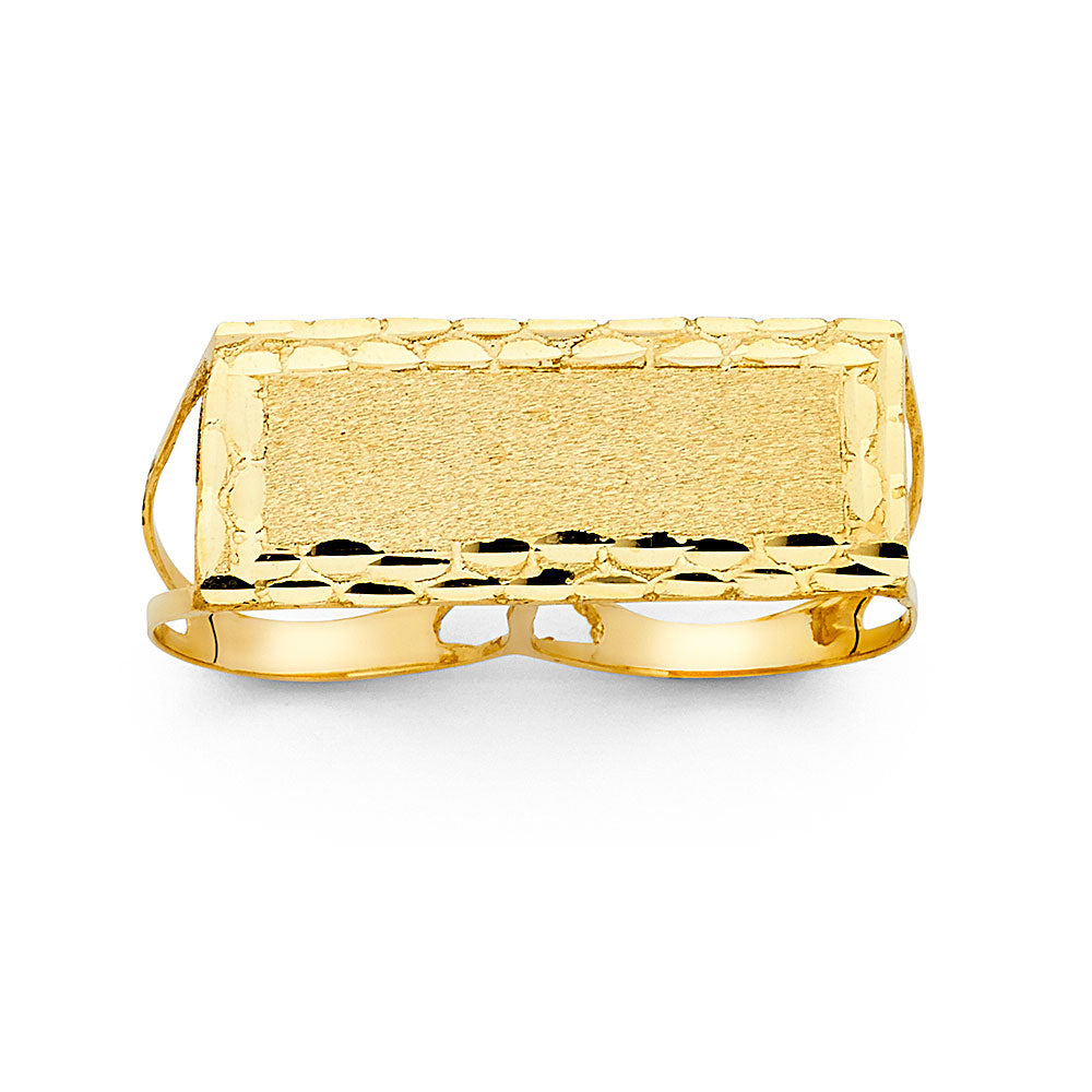 14K Yellow Gold 2 Finger Mens Ring