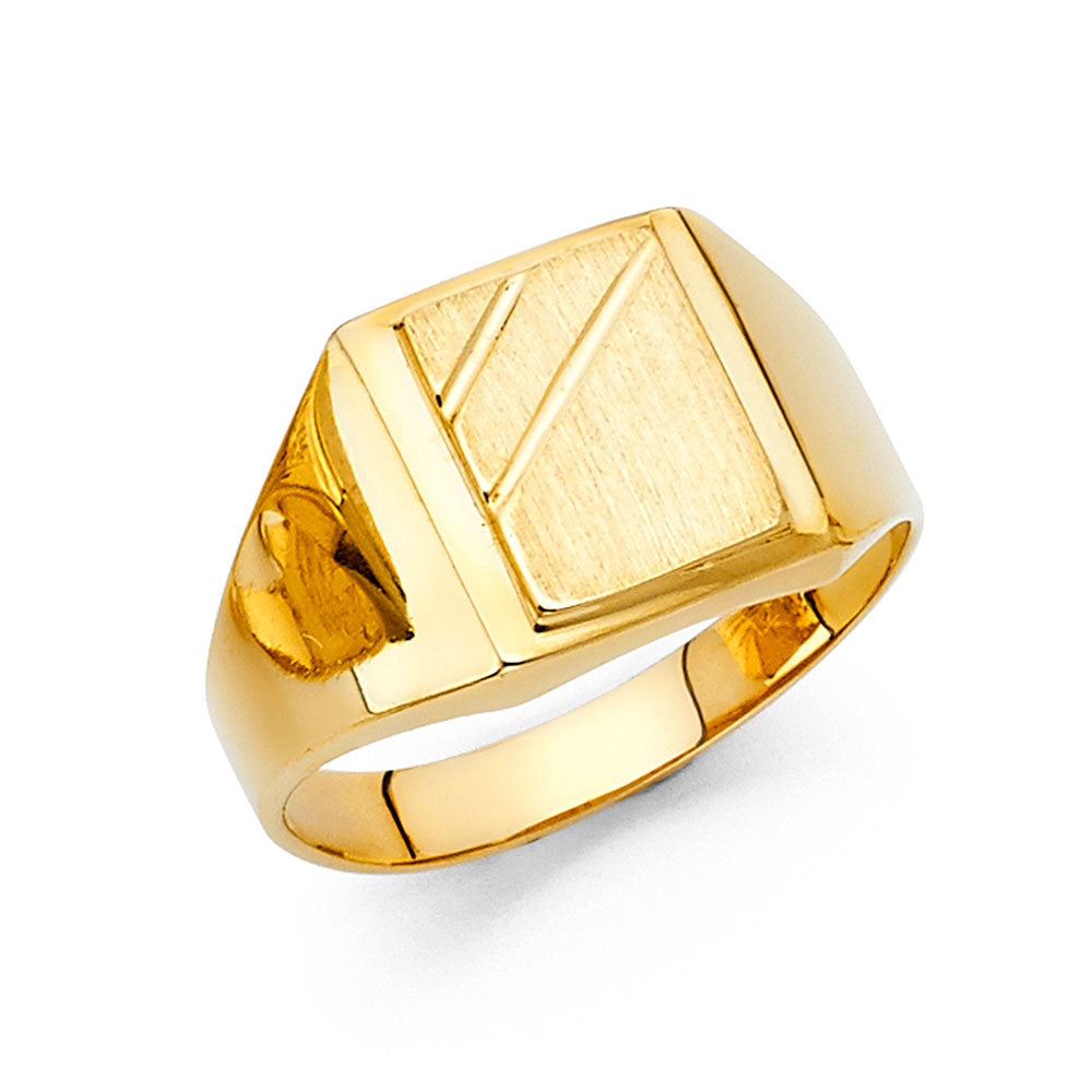 14K Yellow Gold Mens Signet Ring