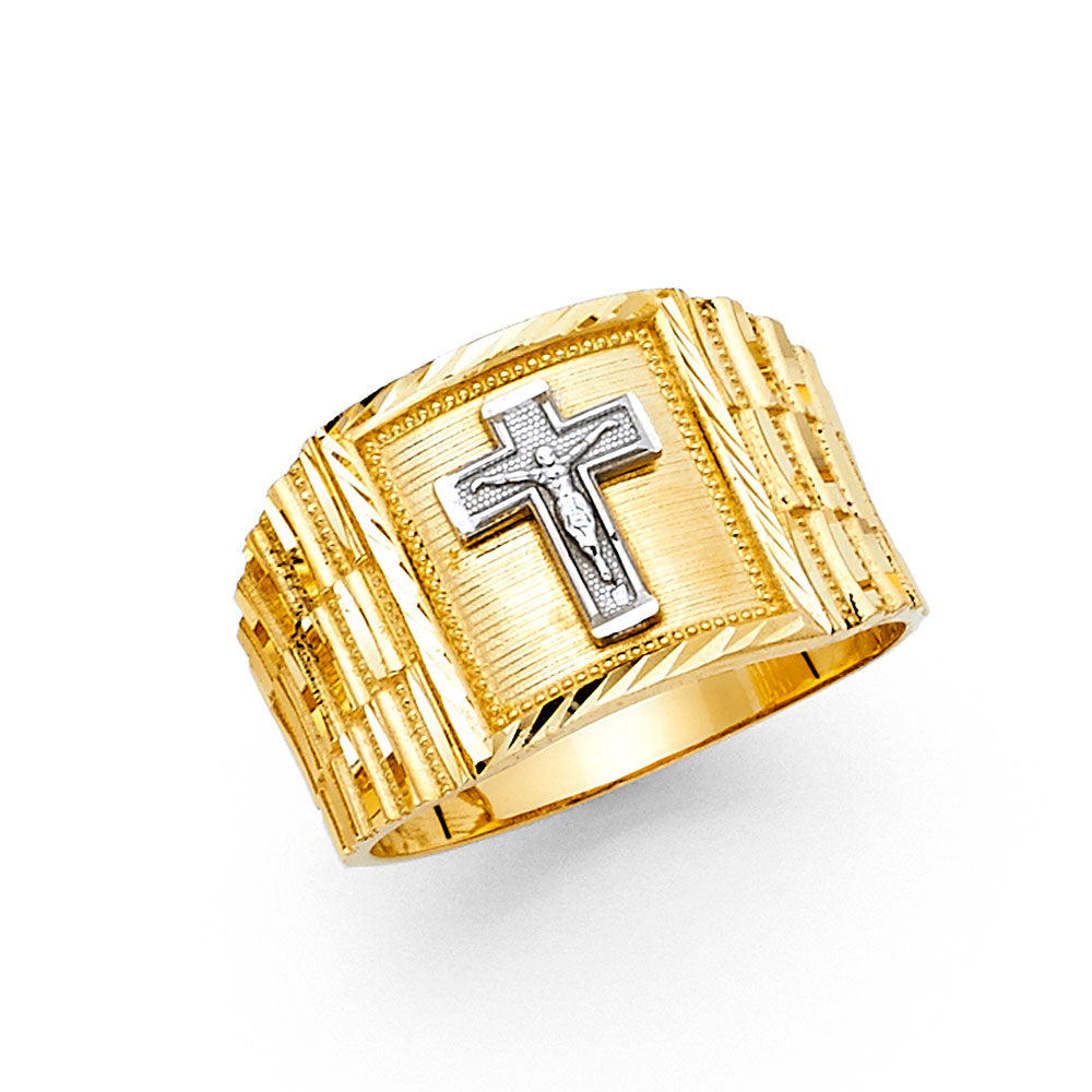 14K Two Tone Gold Mens Ring