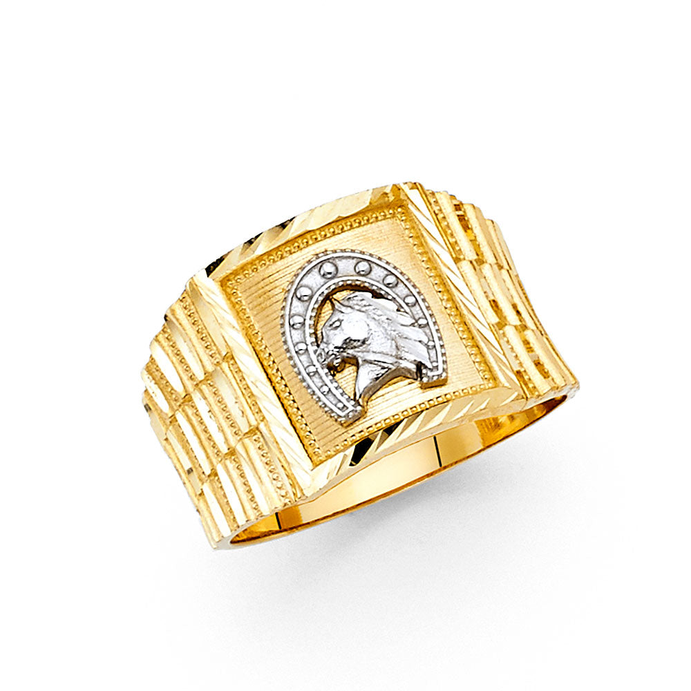 14K Two Tone Gold Mens Ring