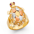 14K Yellow White Rose Gold Fancy Turtle Ring