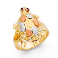 14K Yellow White Rose Gold Fancy Turtle Ring