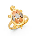 14K Yellow White Rose Gold Fancy Turtle Ring