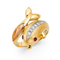 14K Two Tone Gold CZ Fancy Dolphin Ring