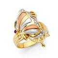 14K Yellow White Rose Gold CZ Fancy Butterfly Ring