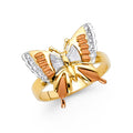 14K Yellow White Rose Gold CZ Fancy Butterfly Ring