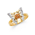 14K Yellow White Rose Gold CZ Fancy Butterfly Ring