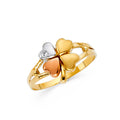 14K Yellow White Rose Gold CZ Fancy Clover Ring