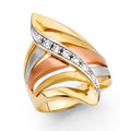 14K Yellow White Rose Gold CZ Fancy Ring