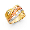 14K Yellow White Rose Gold CZ Fancy Ring