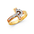 14K Two Tone Gold Crucifix Ring