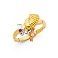 14K Yellow White Rose Gold CZ Crucifix Ring