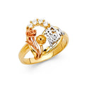 14K Yellow White Rose Gold CZ Mothers Ring