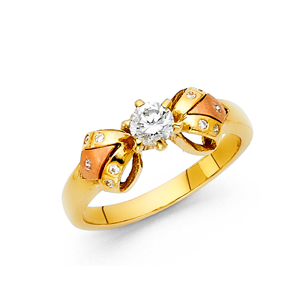 14K Two Tone Gold CZ Engagement Ring