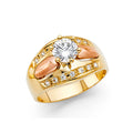 14K Two Tone Gold CZ Engagement Ring