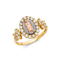 14K Yellow White Rose Gold CZ Guadalupe Ring