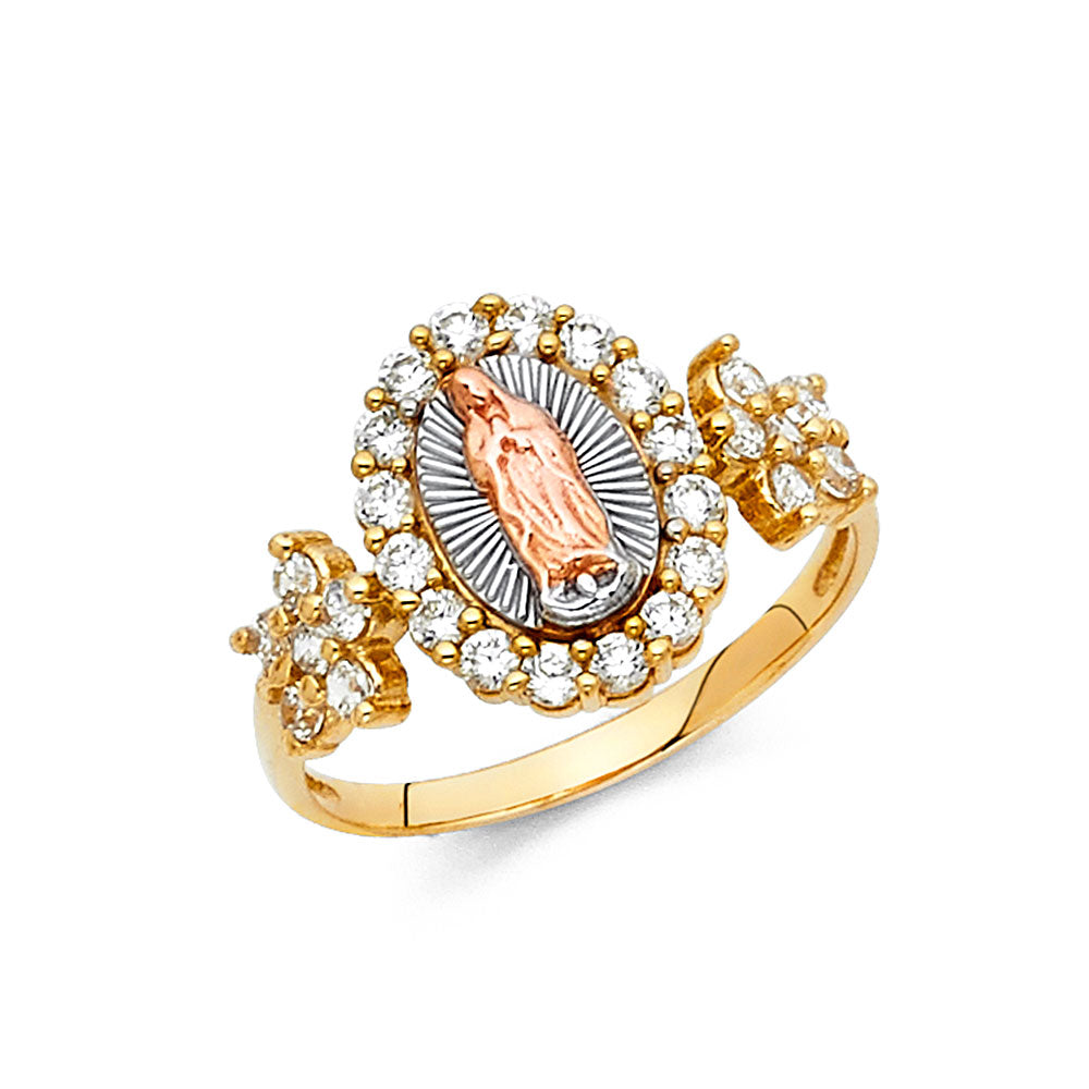 14K Yellow White Rose Gold CZ Guadalupe Ring