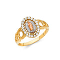 14K Yellow White Rose Gold CZ Guadalupe Ring